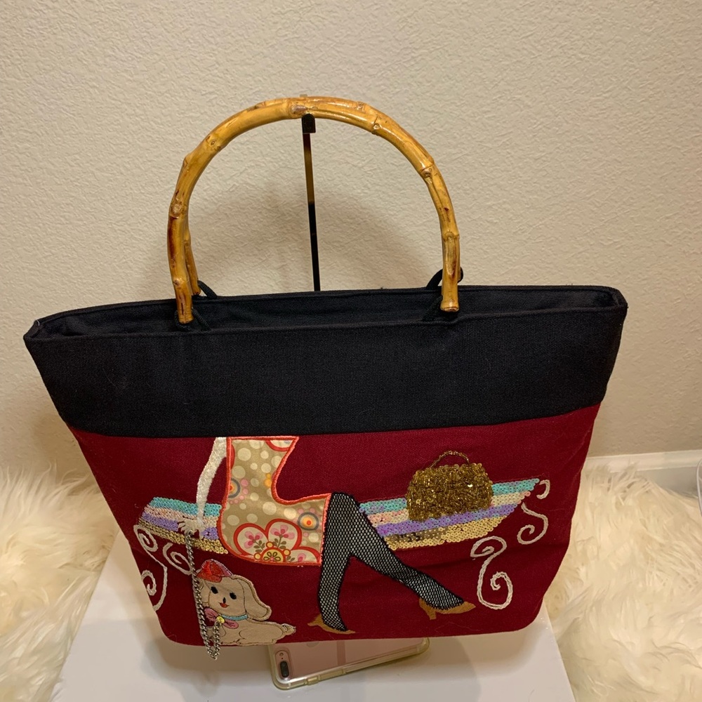 Fashion red and black tote